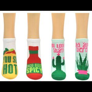 Ladies Fun Food 2‎ Pair Pack Lowcut Socks - Hot Sauce Cactus